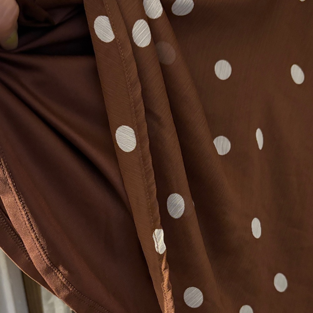 LC Lauren Conrad Chocolate Polka Dot Blouse - Picture 5 of 6